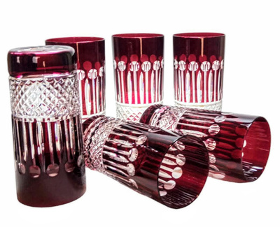 Rubinowe kryształowe szklanki do wody i drinków 320ml Francuski