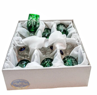 Szmaragdowe kryształowe kieliszki do wódki 25ml