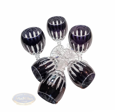 Black crystal liqueur glasses 60ml Line 6 pieces