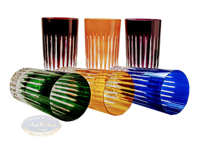 Kolorowe kryształowe szklanki do wody i drinków 320ml Linia