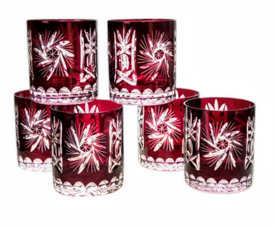 Ruby crystal whiskey glasses 280 ml Olive grinder
