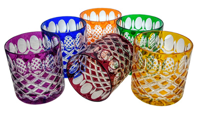 Coloured crystal whisky glasses 280 ml Crate Olive