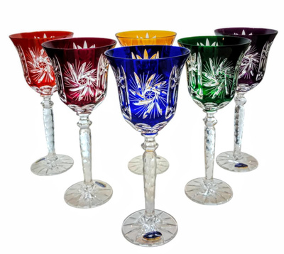 Coloured crystal wine glasses 280ml Olive Mill
