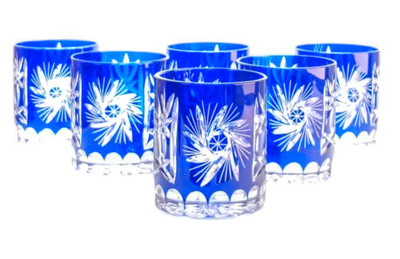 Cobalt crystal whisky glasses 280ml Olive Mill