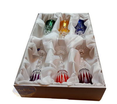 Coloured crystal liqueur glasses Line 60ml 6 pieces