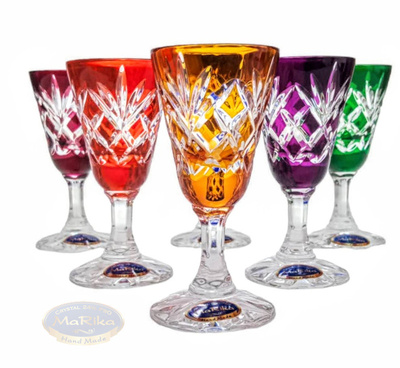 Coloured crystal vodka glasses 40 ml Pineapple