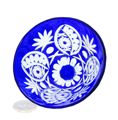 Kryształowa kobaltowa misa na nodze Motyl