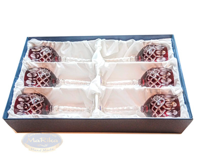 Rubinowe kryształowe kieliszki do wina 280ml Krata Oliwka