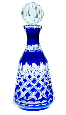 Cobalt crystal glass carafe for Vodka Olive lattice 500 ml