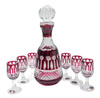 Set of Ruby Glasses with French Decanter 6+1