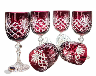 Rubinowe kryształowe kieliszki do wina 240 ml Ananas