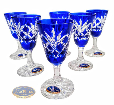 Kobaltowe kryształowe kieliszki do wódki 40 ml Ananas