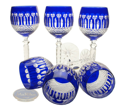 Cobalt crystal wine glasses 280 ml French