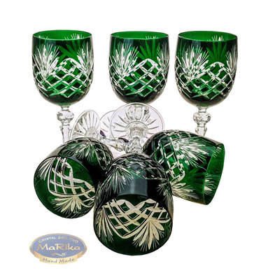 Emerald crystal wine glasses 240ml Pineapple 6 pieces