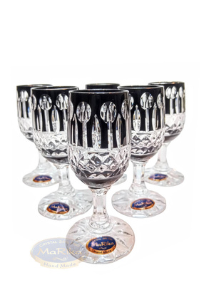 Black crystal vodka glasses 25ml French