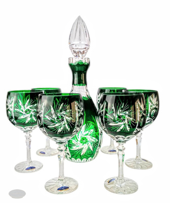 Emerald Crystal Wine Mill Set Olive 6+1