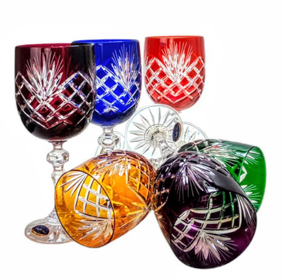 Kolorowe kryształowe kieliszki do wina 240ml Ananas