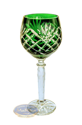 Szmaragdowe kryształowe kieliszki do wina 280 ml Ananas