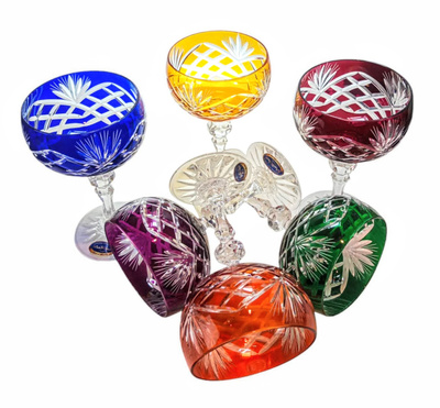 Coloured crystal champagne glasses 150ml Pineapple