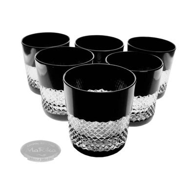 Black crystal whisky glasses 280ml Crate