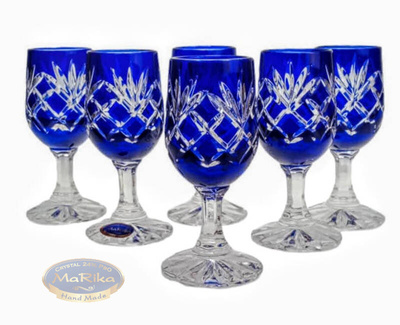 Kobaltowe kryształowe kieliszki do wódki 25ml Ananas