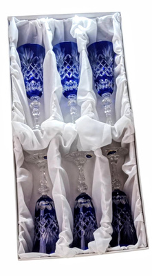 Kobaltowe kryształowe kieliszki do szampana 150 ml Ananas