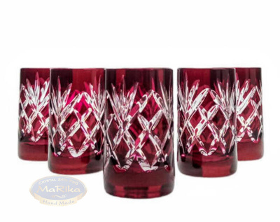 Rubinowe kryształowe kieliszki do wódki 40 ml Ananas