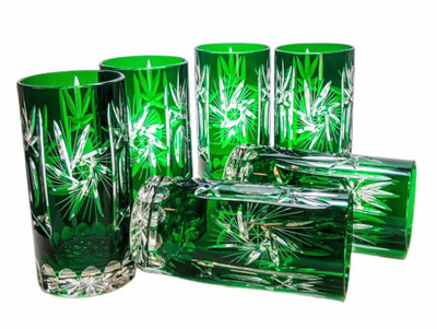 Emerald crystal water glasses 320ml Olive Mill
