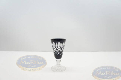 Czarne kryształowe kieliszki do wódki 40 ml Krata Oliwka