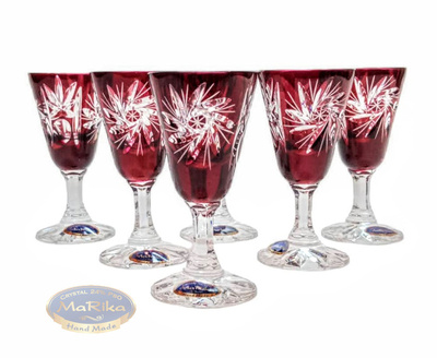 Ruby crystal vodka glasses 40 ml Olive Mill