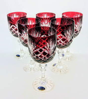 Rubinowe kryształowe kieliszki do wina 240 ml Ananas