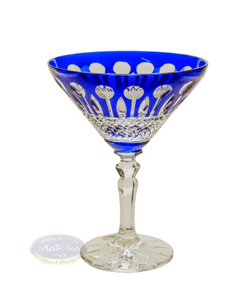 Kobaltowe kryształowe kieliszki do martini 170ml Francuskie