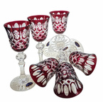 Rubinowe kryształowe kieliszki do likieru 60 ml Krata Oliwka