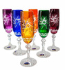 Coloured crystal champagne glasses 170ml Olive Mill