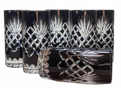 Black crystal glasses for water and drinks 320 ml Pineapple