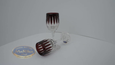 Rubinowe kryształowe kieliszki do likieru Linia 45 ml 6 sztuk