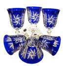 Kobaltowe kryształowe kieliszki do wina 220 ml  Młynek Oliwka