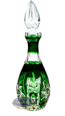 Szmaragdowa kryształowa karafka na wino 700 ml Młynek Oliwka