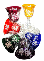 Coloured crystal wine glasses 280ml Olive Mill