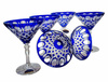 Kobaltowe kryształowe Martini 110 ml Krata Oliwka