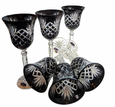 Black crystal wine glasses 280 ml Pineapple