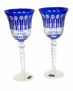 Cobalt crystal wine glasses 280ml French 2 pcs