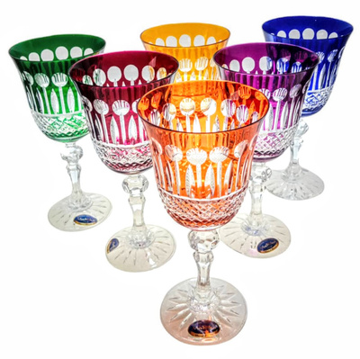 Kolorowe kryształowe kieliszki do wina 220 ml Francuski