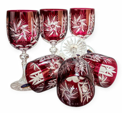 Ruby crystal wine glasses 240 ml Olive Mill