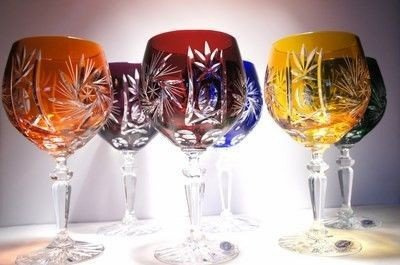 Colour crystal wine glasses 280ml Olive grinder