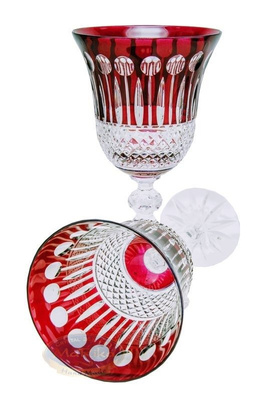 Rubinowe kryształowe kieliszki do wina 280 ml Francuski