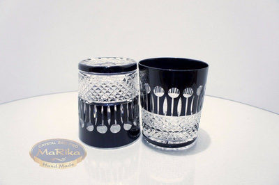 Czarne kryształowe szklanki do whisky 350ml Francuski