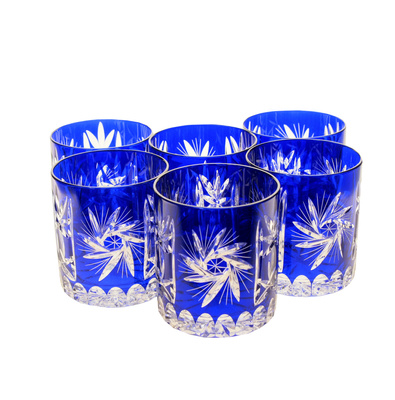 Cobalt crystal whisky glasses 280ml Olive Mill