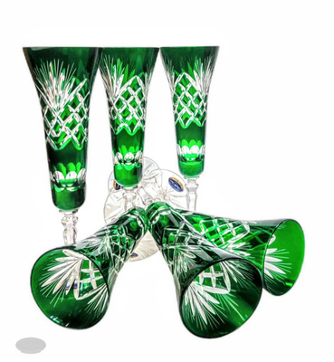 Szmaragdowe kryształowe kieliszki do szampana 170 ml Ananas