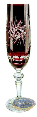 Rubinowe kryształowe kieliszki do szampana 170ml Młynek Oliwka